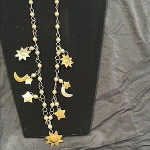 Gold Star and Moon Charm Necklace